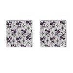 Elegant Purple Floral Jacquard Mesh Lace Fabric Cufflinks (Square)