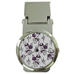 Elegant Purple Floral Jacquard Mesh Lace Fabric Money Clip Watches