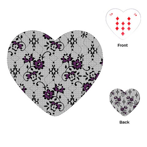 Elegant Purple Floral Jacquard Mesh Lace Fabric Playing Cards Single Design (Heart) from ArtsNow.com Front