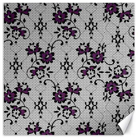 Elegant Purple Floral Jacquard Mesh Lace Fabric Canvas 12  x 12  from ArtsNow.com 11.4 x11.56  Canvas - 1