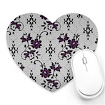 Elegant Purple Floral Jacquard Mesh Lace Fabric Heart Mousepad