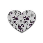 Elegant Purple Floral Jacquard Mesh Lace Fabric Rubber Coaster (Heart)