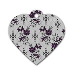 Elegant Purple Floral Jacquard Mesh Lace Fabric Dog Tag Heart (One Side)