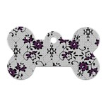 Elegant Purple Floral Jacquard Mesh Lace Fabric Dog Tag Bone (One Side)