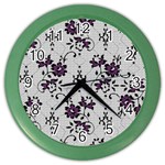 Elegant Purple Floral Jacquard Mesh Lace Fabric Color Wall Clock