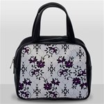 Elegant Purple Floral Jacquard Mesh Lace Fabric Classic Handbag (One Side)