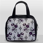 Elegant Purple Floral Jacquard Mesh Lace Fabric Classic Handbag (Two Sides)