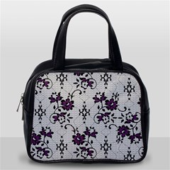 Elegant Purple Floral Jacquard Mesh Lace Fabric Classic Handbag (Two Sides) from ArtsNow.com Back