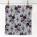 Elegant Purple Floral Jacquard Mesh Lace Fabric Face Towel