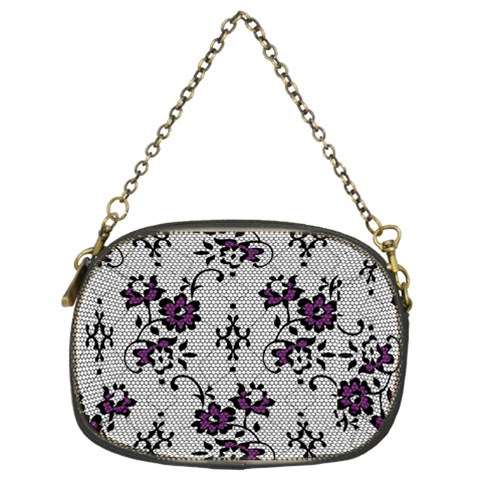 Elegant Purple Floral Jacquard Mesh Lace Fabric Chain Purse (Two Sides) from ArtsNow.com Front