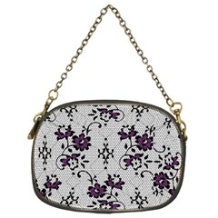 Elegant Purple Floral Jacquard Mesh Lace Fabric Chain Purse (Two Sides) from ArtsNow.com Front