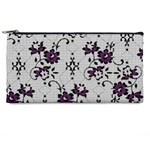 Elegant Purple Floral Jacquard Mesh Lace Fabric Pencil Cases