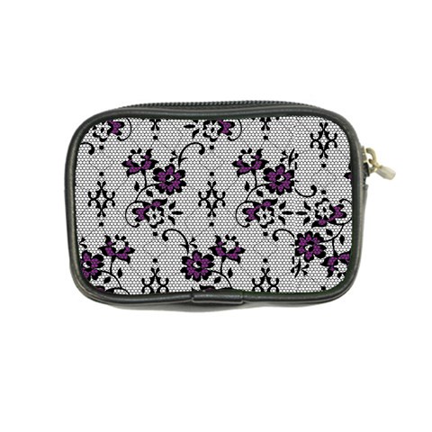 Elegant Purple Floral Jacquard Mesh Lace Fabric Coin Purse from ArtsNow.com Back