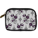 Elegant Purple Floral Jacquard Mesh Lace Fabric Digital Camera Leather Case