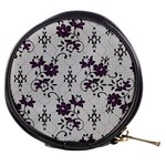 Elegant Purple Floral Jacquard Mesh Lace Fabric Mini Makeup Bag