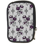 Elegant Purple Floral Jacquard Mesh Lace Fabric Compact Camera Leather Case