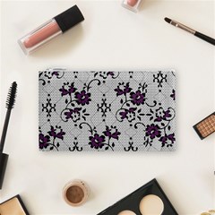 Elegant Purple Floral Jacquard Mesh Lace Fabric Cosmetic Bag (Small) from ArtsNow.com Front