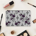 Elegant Purple Floral Jacquard Mesh Lace Fabric Cosmetic Bag (Medium)