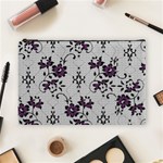 Elegant Purple Floral Jacquard Mesh Lace Fabric Cosmetic Bag (Large)