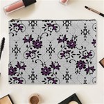 Elegant Purple Floral Jacquard Mesh Lace Fabric Cosmetic Bag (XL)