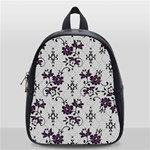 Elegant Purple Floral Jacquard Mesh Lace Fabric School Bag (Small)