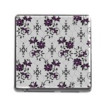 Elegant Purple Floral Jacquard Mesh Lace Fabric Memory Card Reader (Square 5 Slot)