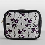 Elegant Purple Floral Jacquard Mesh Lace Fabric Mini Toiletries Bag (One Side)