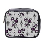 Elegant Purple Floral Jacquard Mesh Lace Fabric Mini Toiletries Bag (Two Sides)