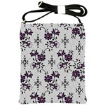 Elegant Purple Floral Jacquard Mesh Lace Fabric Shoulder Sling Bag