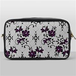 Elegant Purple Floral Jacquard Mesh Lace Fabric Toiletries Bag (One Side)