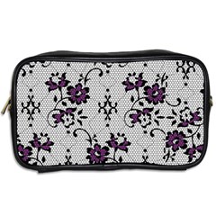 Elegant Purple Floral Jacquard Mesh Lace Fabric Toiletries Bag (Two Sides) from ArtsNow.com Back