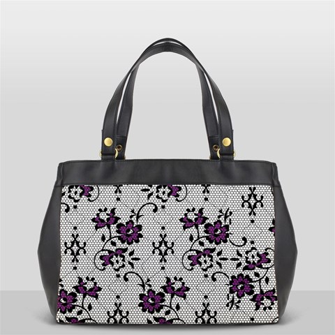 Elegant Purple Floral Jacquard Mesh Lace Fabric Oversize Office Handbag from ArtsNow.com Front