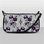 Elegant Purple Floral Jacquard Mesh Lace Fabric Leather Shoulder Clutch Bag