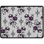 Elegant Purple Floral Jacquard Mesh Lace Fabric Fleece Blanket (Large)