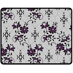 Elegant Purple Floral Jacquard Mesh Lace Fabric Fleece Blanket (Medium)