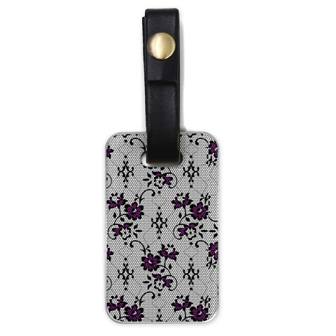 Elegant Purple Floral Jacquard Mesh Lace Fabric Luggage Tag (one side) from ArtsNow.com Front