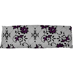 Elegant Purple Floral Jacquard Mesh Lace Fabric 21 x63  Body Pillow Case Dakimakura (Two Sides) from ArtsNow.com Front