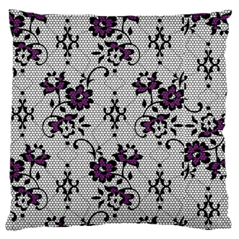 Elegant Purple Floral Jacquard Mesh Lace Fabric Large Cushion Case (One Side) from ArtsNow.com Front