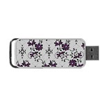 Elegant Purple Floral Jacquard Mesh Lace Fabric Portable USB Flash (One Side)