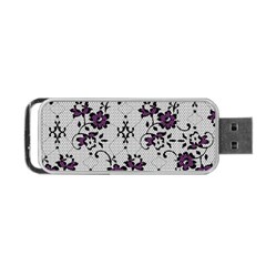 Elegant Purple Floral Jacquard Mesh Lace Fabric Portable USB Flash (Two Sides) from ArtsNow.com Front