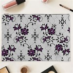 Elegant Purple Floral Jacquard Mesh Lace Fabric Cosmetic Bag (XXL)