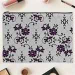 Elegant Purple Floral Jacquard Mesh Lace Fabric Cosmetic Bag (XXXL)