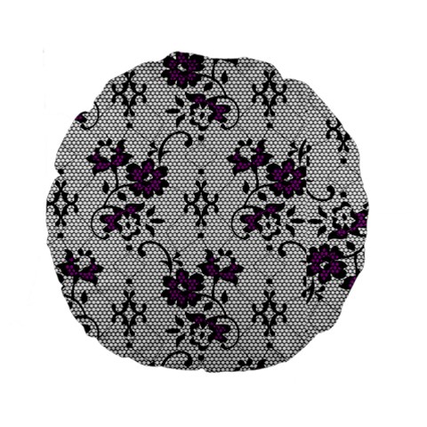 Elegant Purple Floral Jacquard Mesh Lace Fabric Standard 15  Premium Round Cushions from ArtsNow.com Front