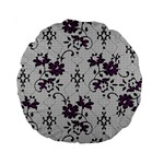 Elegant Purple Floral Jacquard Mesh Lace Fabric Standard 15  Premium Round Cushions