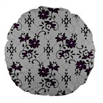 Elegant Purple Floral Jacquard Mesh Lace Fabric Large 18  Premium Round Cushions