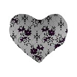 Elegant Purple Floral Jacquard Mesh Lace Fabric Standard 16  Premium Heart Shape Cushions