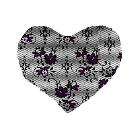 Elegant Purple Floral Jacquard Mesh Lace Fabric Standard 16  Premium Heart Shape Cushions from ArtsNow.com Back