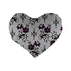 Elegant Purple Floral Jacquard Mesh Lace Fabric Standard 16  Premium Heart Shape Cushions from ArtsNow.com Back