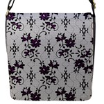 Elegant Purple Floral Jacquard Mesh Lace Fabric Flap Closure Messenger Bag (S)