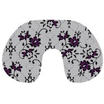 Elegant Purple Floral Jacquard Mesh Lace Fabric Travel Neck Pillow